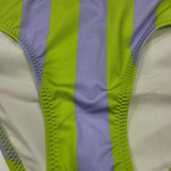 Solid & Striped Elle Bikini Bottom Lavender Lime Stripe Size Small - Picture 3 of 9